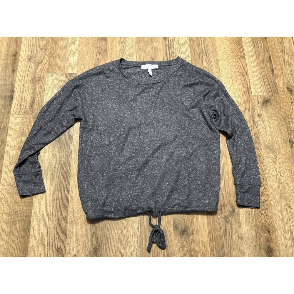 Planet Gold Shirt, Women's Size XS, Gray, Long Sleeve, Front Tie Waist